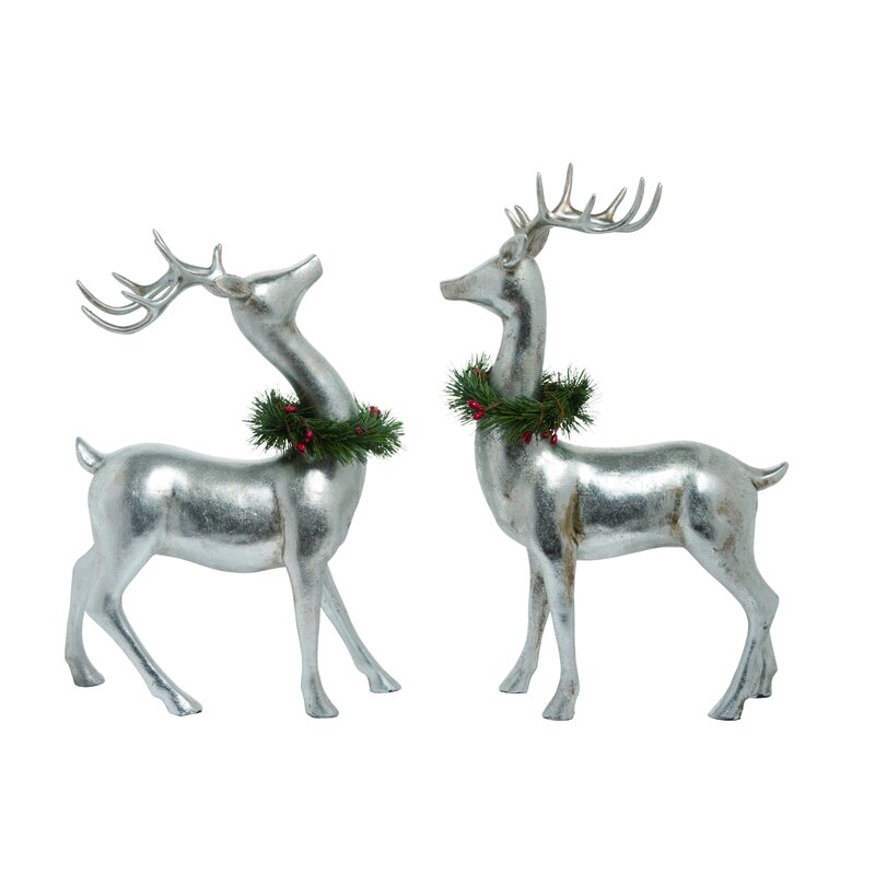 The Holiday Aisle® 2 Piece Resin Christmas Standing Reindeer Set | Wayfair